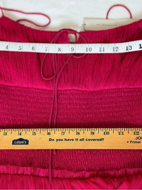 NWT ML Monique Lhuillier Tiered Tulle Maxi Dress Cherry Pink Size 8 - Picture 10 of 14